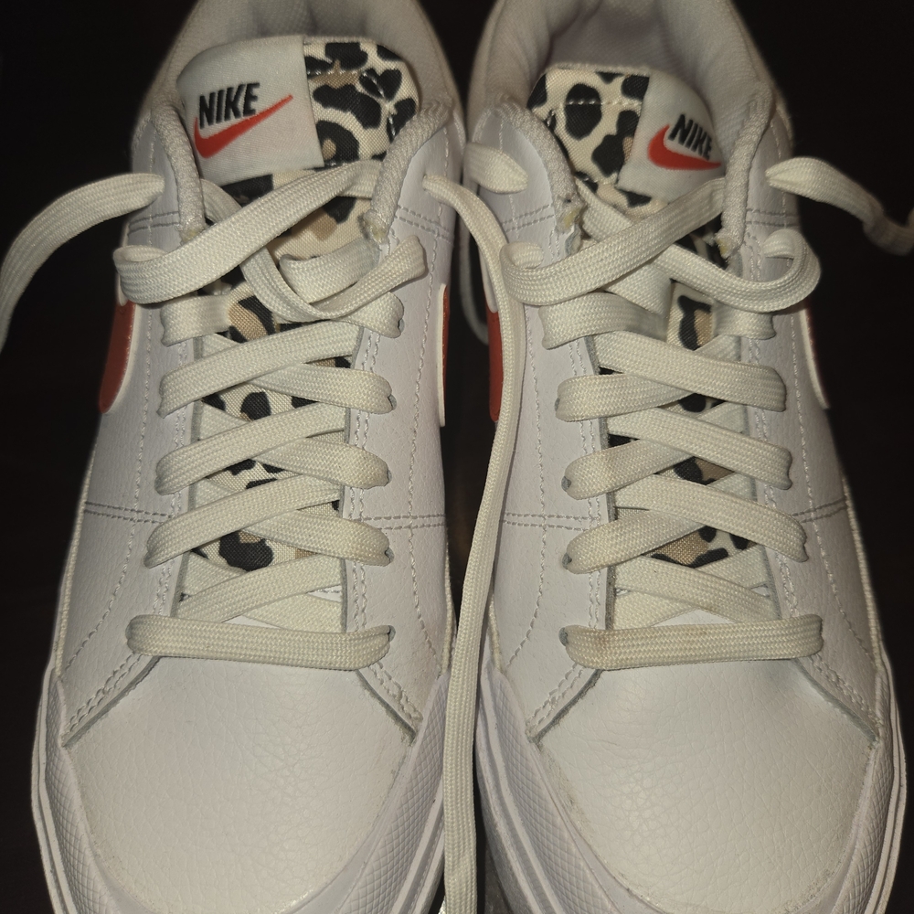 Nike White Sneakers with Leopard Print